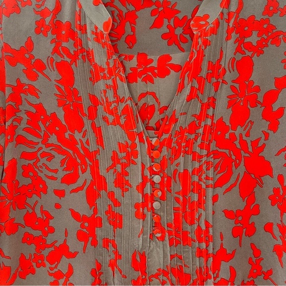 Fossil 100% Silk Dress Red Gray Size S - Picture 5 of 7